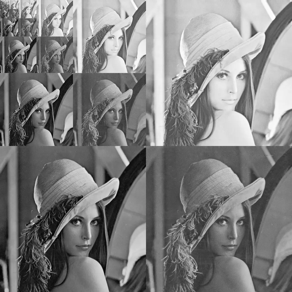 In an endless repeating grid of varied sizes, a model wearing a feathered hat looks back at the viewer over her bare shoulder