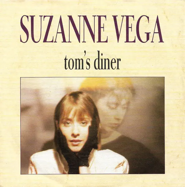 On the album cover for Suzanne Vega's single for Tom's Diner, two images of the artist, one superimposed on the other show her looking softly at the viewer