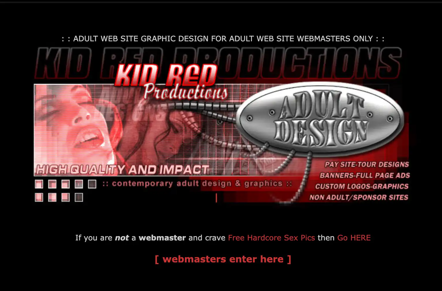 In an elaborate photo collage, two women's faces are connected with industrial wires to a metal plaque with the title "Adult Design" embossed into it