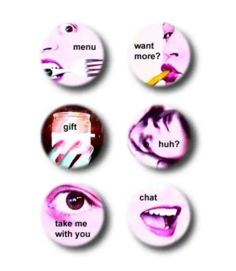 A grid of six labeled navigation buttons each shows a cropped portion of ana's face and hands