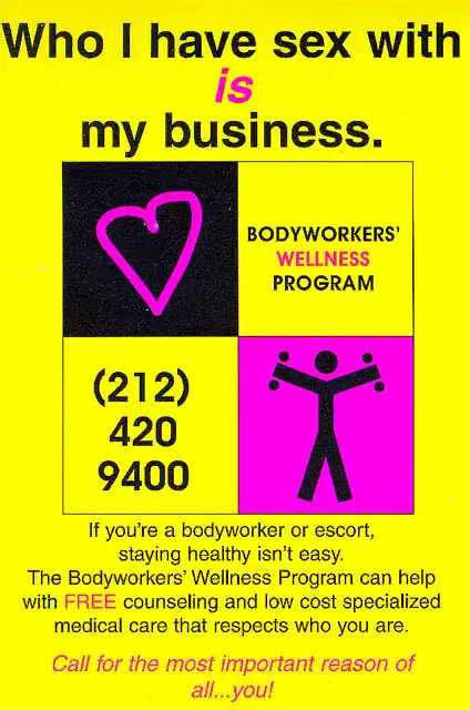Over a bright yellow background, text is interspersed with bold, black and magenta line drawings of a heart and a stick figure