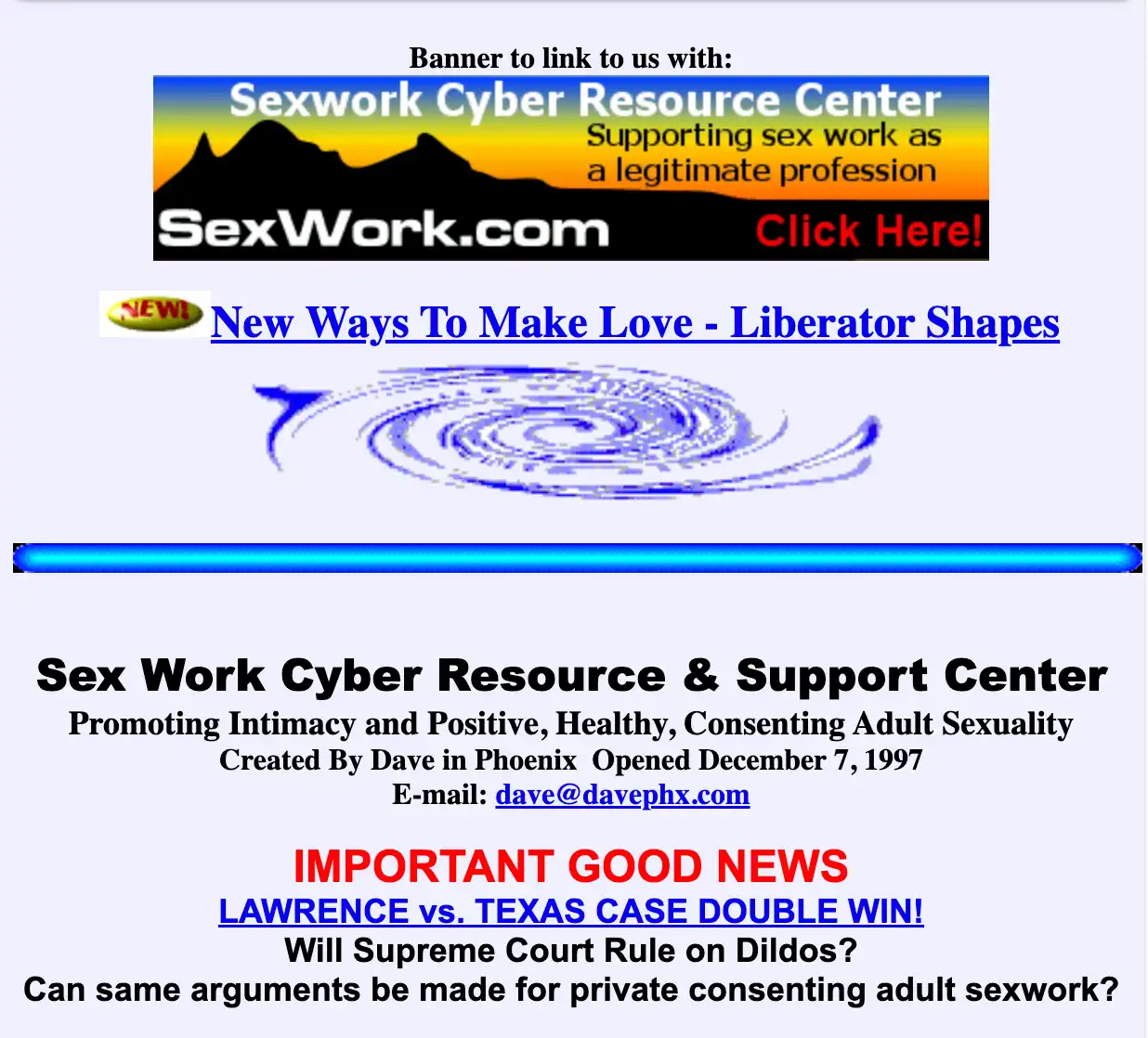 A banner ad for SexWork.com shows a sunset over mountains and a psychedelic swirl